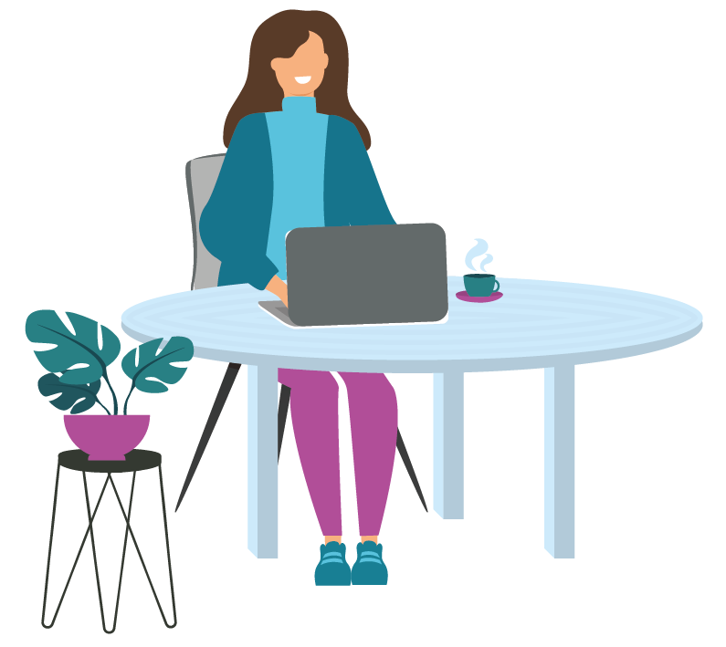 Illustratie van een vrouw met een laptop Illustratie van een vrouw met een laptop
